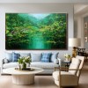 Emerald Reflection – abstract Landscape Painting, Textured Green Canvas Wall Art for Modern Interiors