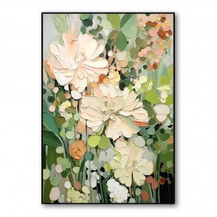 Enchanted Blooms abstract Floral Canvas – Hand-Painted Vertical Wall Art for Living Room