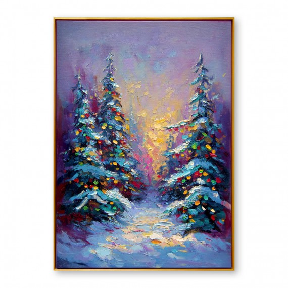 Enchanted Pines – Textured Christmas tree Oil Painting