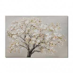 Endurance-Textured White Flowering tree Oil Painting | Modern Wall Art for Home Decor