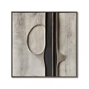 Ethereal Divide: 3D Textured Monochrome abstract Art - Black Grey Beige Tones, Minimalist Wall Decor for Modern Interiors