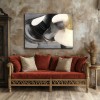 Ethereal Flow: Modern Textured Black White & Gold abstract Art - Elegant Curved Lines Decor