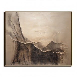 Ethereal Landscape: abstract Beige & Brown Landscape Art - Textured Minimalist Decor for Interiors