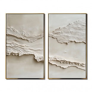 Ethereal Layers: Contemporary Impasto Diptych - Elegant Neutral abstract Wall Art Ethereal Layers: Contemporary Impasto Diptych - Elegant Neutral abstract Wall Art