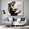 Ethereal Motion: Luxurious abstract Art - Hand-Painted Black & White Swirls for Modern Decor