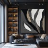 Ethereal Veins: Textured Monochrome abstract Oil Painting - Black Grey Beige Tones, Modern Wall Decor for Contemporary Interiors