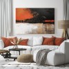 Fiery Horizon – abstract Orange & Black Canvas Wall Art, Modern Living Room Decor