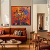 Floral Frequency - Geometric abstract Floral Painting Bold Red Orange Purple Wall Art