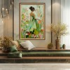 Floral Reverie: abstract Female Portrait Oil Painting - Colorful Floral Garden Wall Art, Modern Decor for Bedroom Interiors