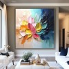Floral Symphony-Colorful 3D Textured Floral Oil Painting with Gold Frame, Modern abstract Wall Art for Living Room & Bedroom Home Decoration