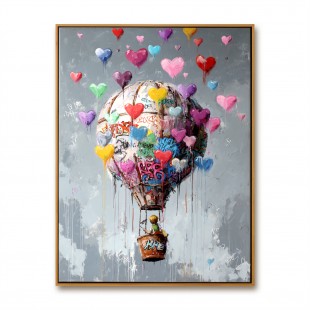 Flying with Love – A Colorful Heart Hot Air Balloon Painting