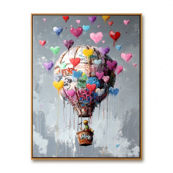 Flying with Love – A Colorful Heart Hot Air Balloon Painting