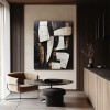 Fragmented Harmony:Textured Black & Brown Geometric abstract Art - Modern Wall Decor