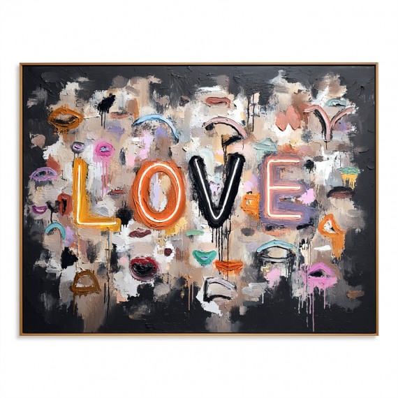 Fragmented Love – Hand-Painted Textured Love Wall Art for Modern Home Decor