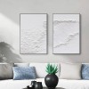 Frosted Tides-Set of 2 Minimalist White Textured abstract Oil Paintings