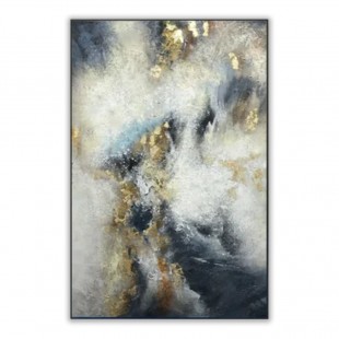 Galaxy-abstract Blue Gray Bronze Wall Art with Gold Foil Accent