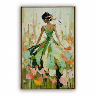 Garden Waltz-Romantic Figurative Oil Painting on Canvas | Textured Wall Art for Living Room