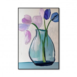 Gathered Whispers - Modern abstract Flower Vase Painting Vertical Textured Floral Wall Art
