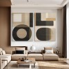 Geometric Harmony- Modern Minimalist Geometric abstract  Large Diptych Wall Art: Neutral Brown & Black Toned Framed Canvas Decor for Contemporary Interiors