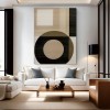 Geometric Harmony- Modern Minimalist Geometric abstract  Large Diptych Wall Art: Neutral Brown & Black Toned Framed Canvas Decor for Contemporary Interiors
