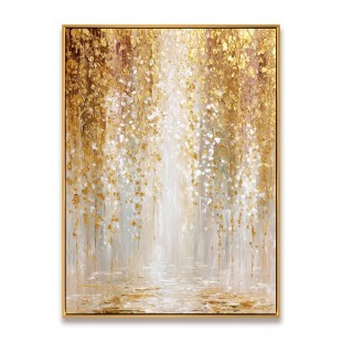 Gilded Cascade — 3D Textured Gold abstract Wall Art, Luxury Modern Canvas