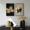 Gilded Petals-Set of 2 Gold Flower Paintings - Luxury abstract Wall Art for Home Decoration