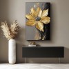 Golden Bloom-3D Textured Gold Floral Oil Painting for Modern Wall Decor