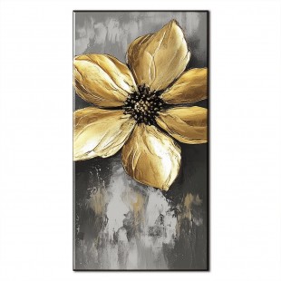 Golden Bloom-Luxury Textured Gold Flower Painting, abstract Floral canvas Wall Art for Home Decoration