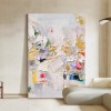 Golden Blossom-Vertical abstract Textured Oil Painting in Gold & Lavender