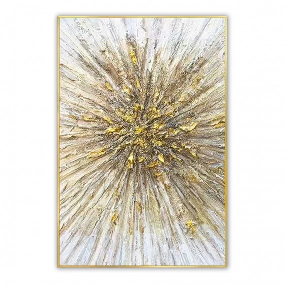 Golden Burst-Vertical abstract Textured Canvas Painting for Modern Interiors