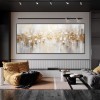 Golden Cascade – Luxury Gold & White abstract Textured Canvas Painting (Horizontal)