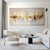 Golden Echo-Golden abstract Cityscape Oil Painting, Textured Modern Wall Art for Home Decoration