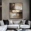 Golden Horizon Canvas Art: abstract Hand-Painted Wall Art - Contemporary Black, White & Beige Swirls Decor