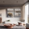 Golden Mist abstract Textured Canvas Wall Art - Vertical Neutral Décor（right） #iris1123