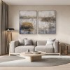 Golden Mist abstract Textured Canvas Wall Art - Vertical Neutral Décor（right） #iris1123