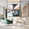 Golden Motion Bloom – Hand-Painted abstract Floral Wall Art with Bold Texture for Modern Home Decor
