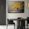 Golden Serenity - Plaster Art Texture Painting abstract Floral Canvas Oil Painting