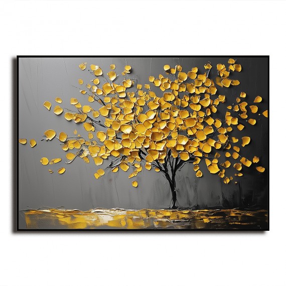 Golden Serenity - Plaster Art Texture Painting abstract Floral Canvas Oil Painting