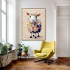 Hand-Painted Colorful Sheep Wall Art – Textured Animal Canvas Painting for Modern Homes