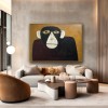 Hand-Painted Monkey Wall Art, Minimalist Animal Canvas Painting for Modern Home Decor