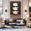 Hand-Painted White Sheep Wall Art – Stacked Minimalist Animal Canvas for Modern Interiors