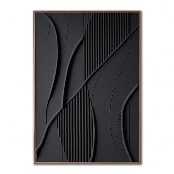 Handmade Black Textured Painting – Minimalist 3D Canvas Art