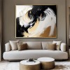 Handmade Black White Gold abstract Swirl Oil Painting - Textured Wall Art