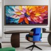 Horizontal abstract Floral Oil Painting with Textured Petals for Elegant Home Decor
