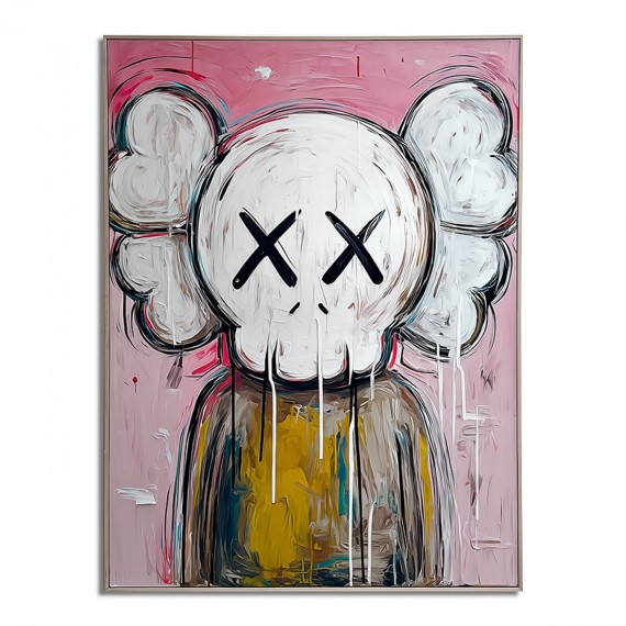 KAWS-Inspired Pop Graffiti Art | XX-Eyes & Cloud-Ears abstract Painting | Handmade Decor for Living Room/Bedroom
