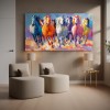 Large Colorful Running Horse Wall Art –  abstract Horse Canvas Painting