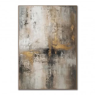 Large Gold and Grey abstract Painting – Textured Oil Canvas for Modern Interiors