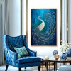 Luminous Tail - Textured Blue and Gold Peacock Oil Painting