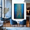 Majestic Gleam - Textured Blue and Gold Peacock Oil Painting