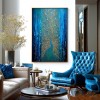Majestic Gleam - Textured Blue and Gold Peacock Oil Painting